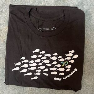 NWT Fighting Eel FE/KMC Breast Cancer Tee - Vintage Black Ribbon Fish M